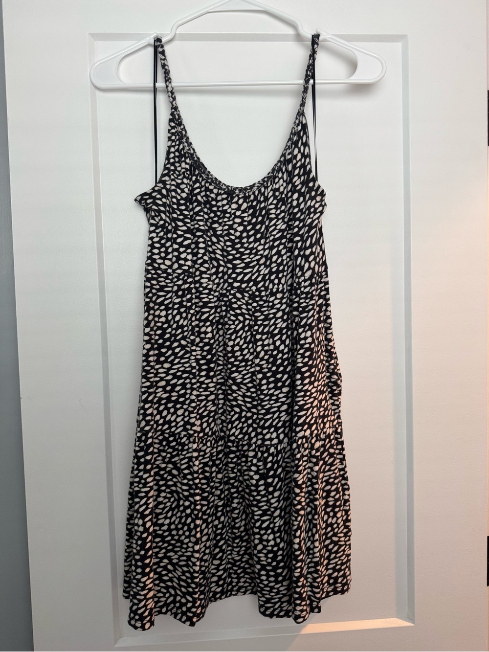 Old Navy Black and White Spotted Slip Dress